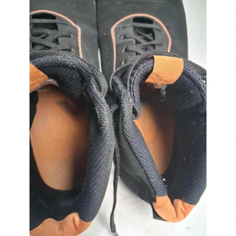 Vans Black Suede High‎ Top Sneakers Orange Trim Lace Up Men's Size 9.5